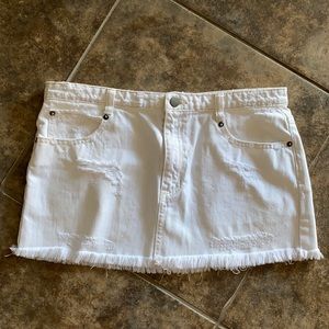 Free People distressed white mini skirt